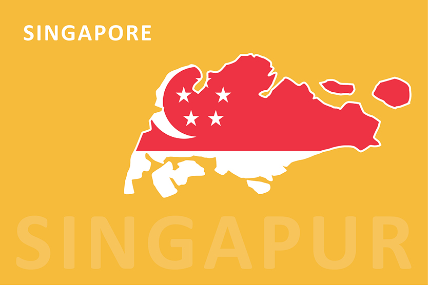 Singapur Flagge und Karte