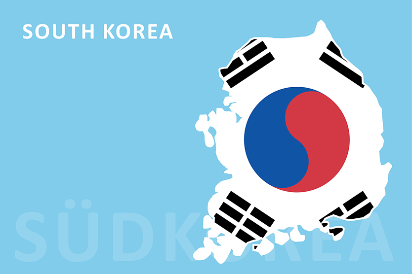 Südkorea Flagge und Karte