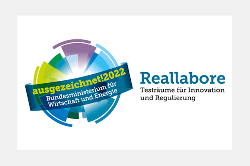 Logo des Innovationspreises Reallabore - Testräume für Innovation und Regulierung