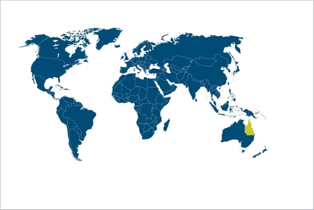 Weltkarte mit Queensland hervorgehoben
